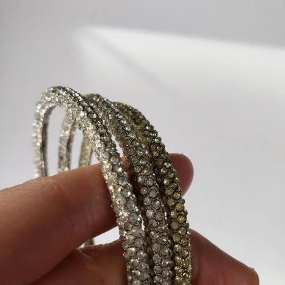 Marc Jacobs 3 Crystal Rhinestone Bangle Bracelets - Picture 6 of 8